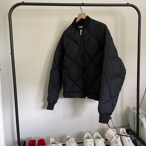 Cole Buxton Men’s CB Quilted Bomber Jacket Black - size L